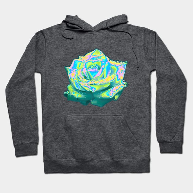 Green Holo Rose Hoodie by dinaaaaaah